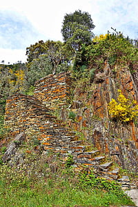 steps, stairwell, climb, up, rocks, ruins
