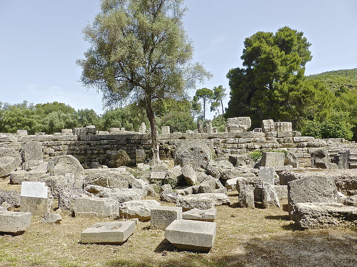 ruševine, Olympia, Drevni, Grčka, spomenik, poznati, baština