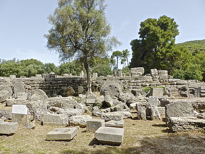 遺跡, オリンピア, 古代, ギリシャ, 記念碑, 有名です, 遺産