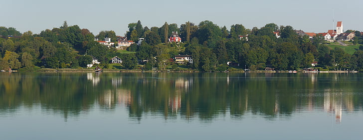 pilsensee, imagem panorâmica, águas, Lago, água, reflexão, natureza