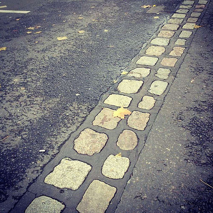 border, berlin, november, road, boundary, autumn, paving stones