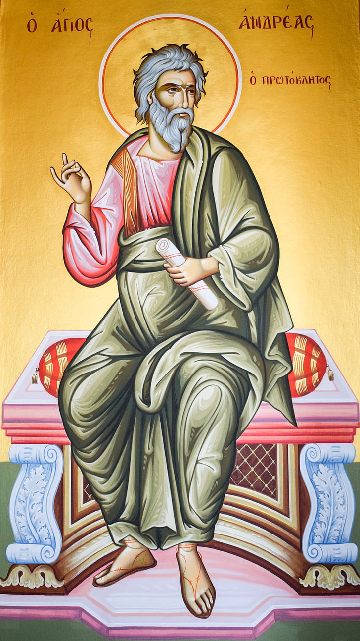 St andrew, Saint, iconographie, peinture, style byzantin, religion, orthodoxe