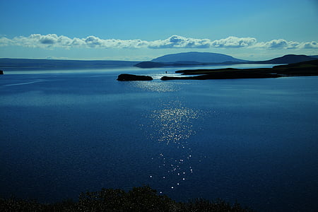 ไอซ์แลนด์, รุ่งอรุณ, ทะเล, ขอบฟ้า, น้ำ, สีฟ้า