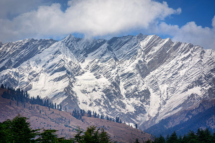Manali, Himalája, csendes, hátteret, táj, hegyek, utazás