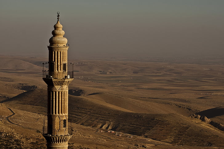 Cami, Minaret, Turkije, de minaretten, Mardin, het platform, stad