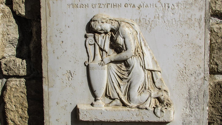 gravsten, skulptur, grekiska tecken, gravsten, Memorial, marmor, kvinna