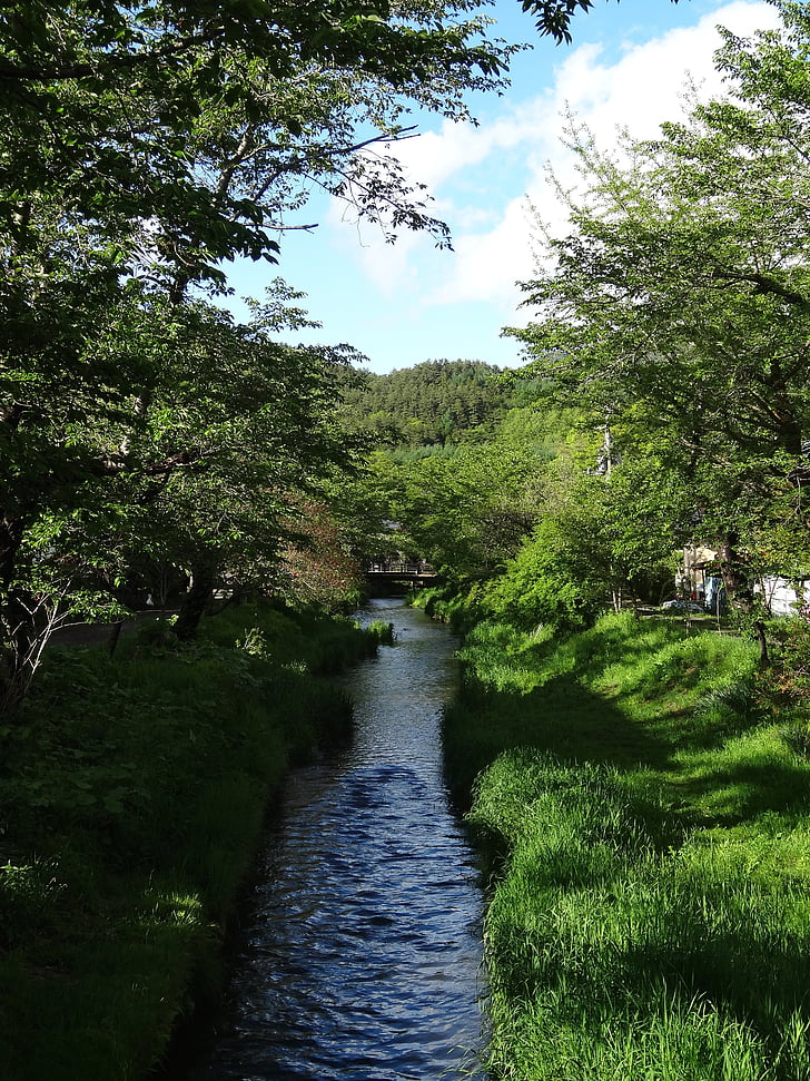 hakkai w Oshino, Rzeka, wyczyścić strumienia, Fuji, światowego dziedzictwa UNESCO, MT fuji, Japonia