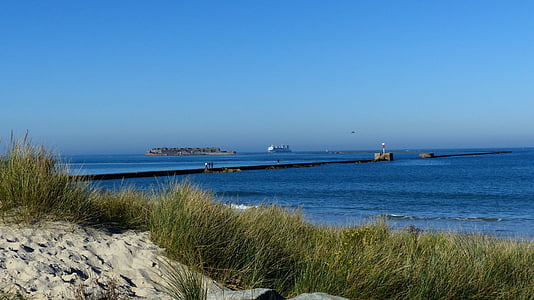 ferry, Playa, Atlántico, Cherbourg, Playa de la arena, Duna, agua