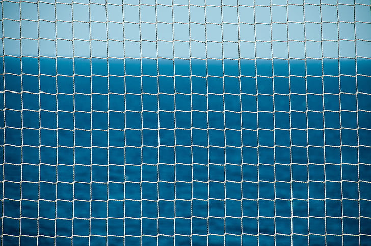 ocean, net, ship, blue, sea, water, vacation