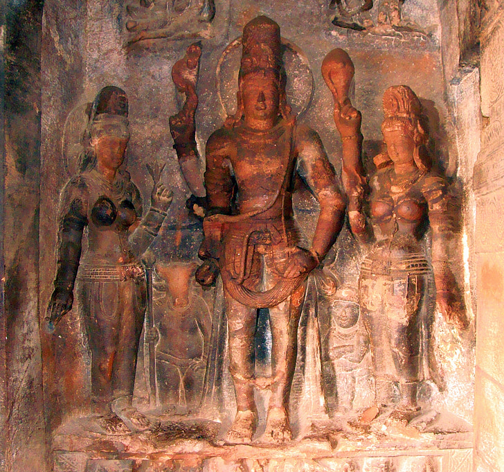 Badami, Cave tempels, beeldhouwkunst, India, Tempel, UNESCO
