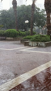 rain, tel aviv, israel, dusk