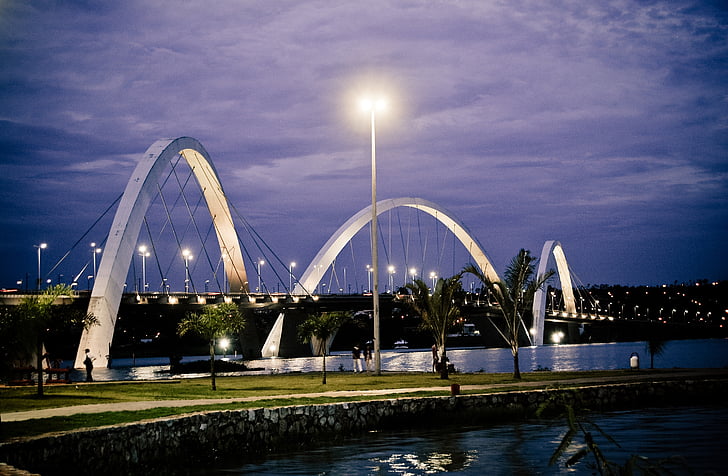 τρίτης γέφυρας, JK, Μπραζίλια, γέφυρα, μπλε, ουρανός, Βραζιλία