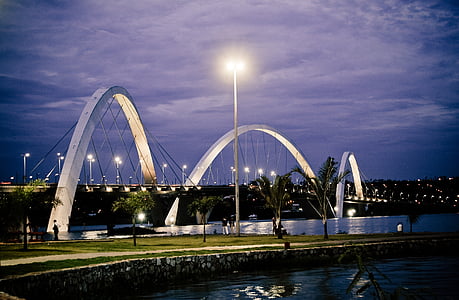derde brug, JK, Brasilia, brug, blauw, hemel, Brazilië