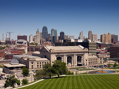 Kansas city, Missouri, pemandangan kota, perkotaan, cakrawala, Pusat kota, bangunan