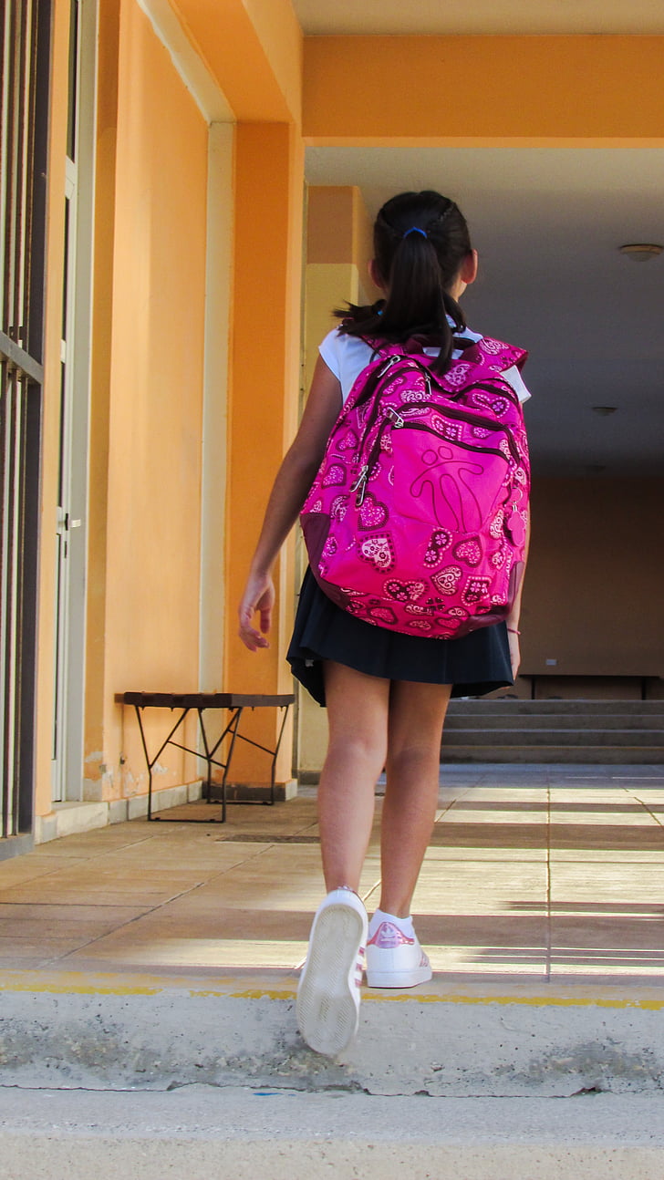 студент, училище, първия ден, Първи стъпки, начално училище, Ученическа чанта, жени