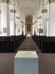 Iglesia Jesuita, Heidelberg, Iglesia, Blanco, oro, bancas de iglesia