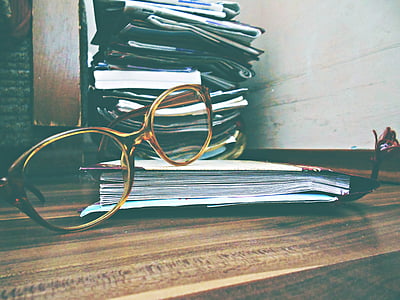 lecture, vieux, journaux, poussiéreux, Vintage, lunettes