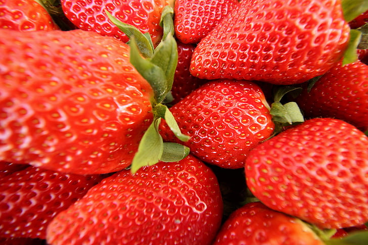 strawberry, fruit, red, texture, huelva, food, freshness
