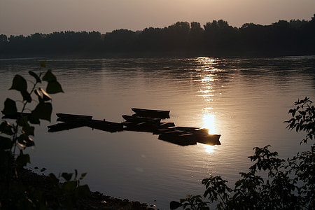 Unkari, Tonavan, River, Sunrise, Tonavan, maisema, vene