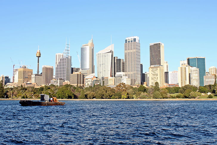 Sydney, byen, skyline, havn, bybildet, turisme, vann