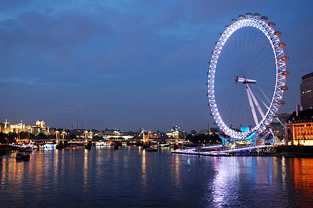 the london eye, evening, night
