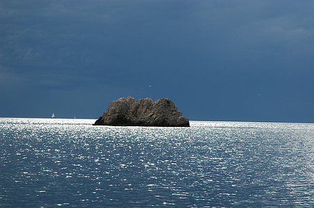 havet, ön, Islandsberg, Rock, moln, vädret humör, Väder
