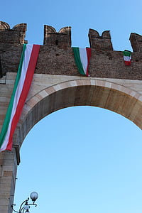 Verona, ý, lá cờ, cửa