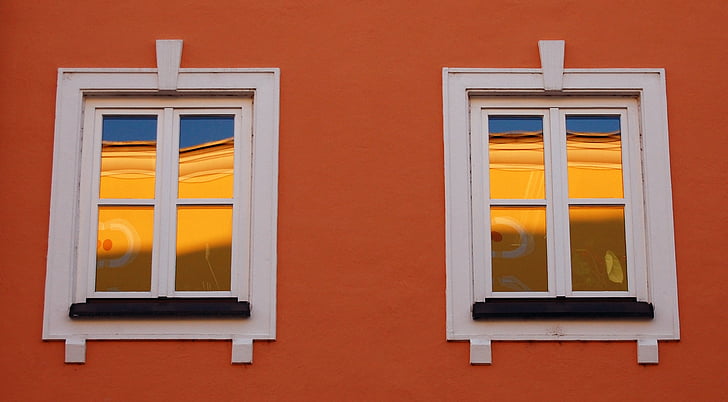 Golden, refleksioner, Windows, vindue, orange farve, gul, ingen mennesker