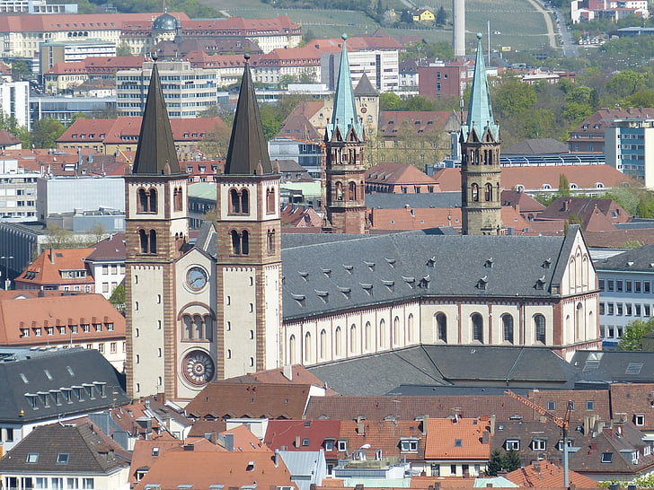 Würzburg, Bayern, schweiziska franc, historiskt sett, gamla stan, arkitektur, Visa