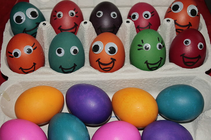 Veľkonočné, Veselú Veľkú noc, vajcia, červená, darček, viac farebné, vajcia