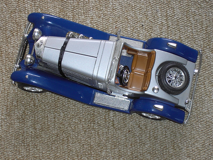 auto, model de, Oldtimer, joguines, cotxe esportiu, blau, blanc