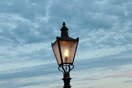 lamp, lantaarnpaal, lantaarn, verlichting, straatlantaarn, antieke, hemel