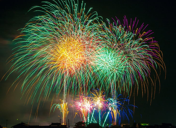 fireworks, light, japan, festival, sky, beautiful, celebration