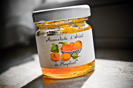 aprikot, Jar, selai, Makanan, Sarapan, Orange, Prancis