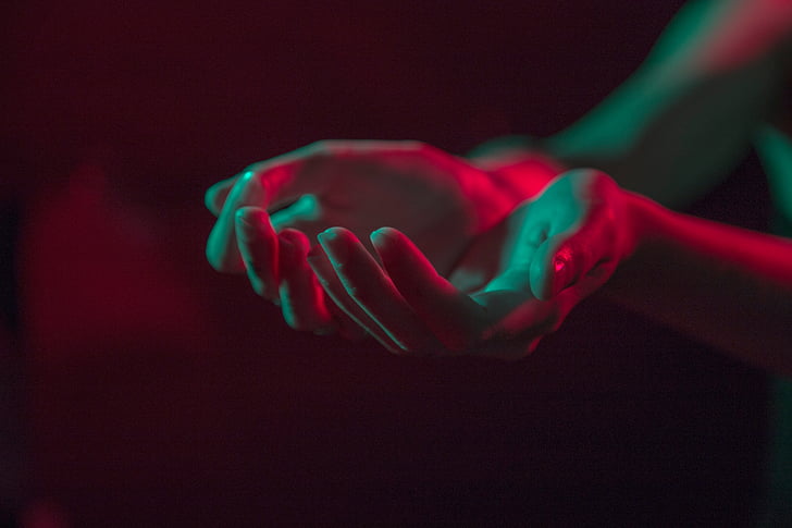 közeli kép:, ujjak, kezek, Palm, emberi kéz