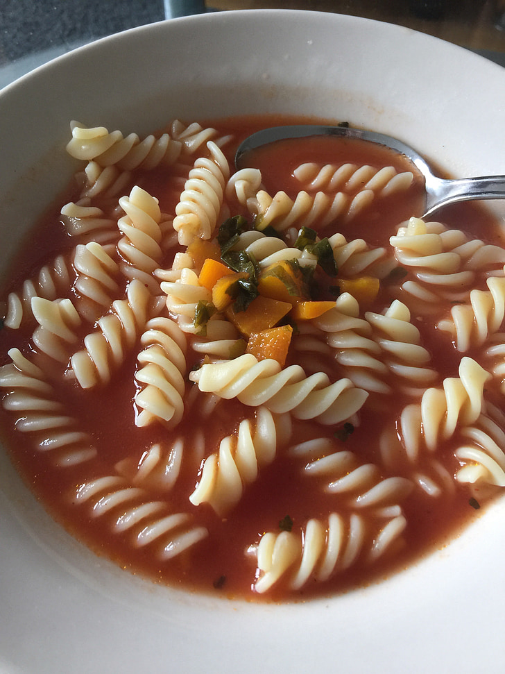 juha, večera, jede, kuhinja, tjestenina, vruće, u zdjelu