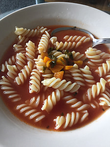 soppa, middag, äta, kök, pasta, heta, skål