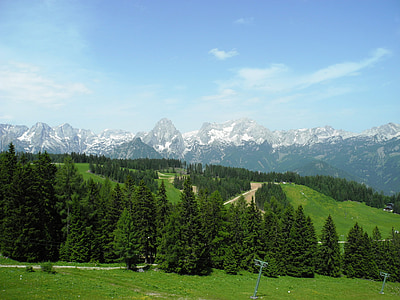panorama, hiking, mountains, alpine, sky, landscape
