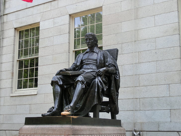 statue de, monument, John harvard, é.-u., Boston, Harvard, Univerity