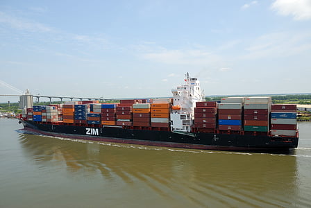 vaixell contenidor de càrrega, vaixell, vaixell, transport, càrrega, d'enviament, importació