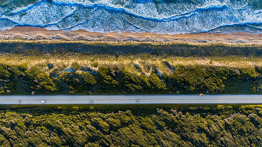 Luftbild, Foto, Straße, in der Nähe, Meer, Strand, Luftbild