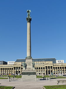 Stuttgart, schlossplatzfest, pilier, ange, statue de, Pierre, Sky