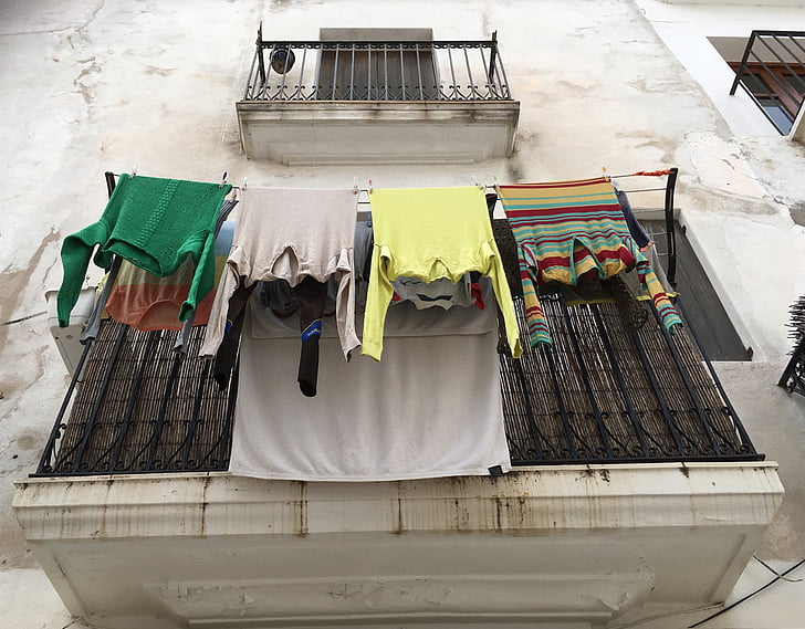 servicio de lavandería, balcón, Ibiza, lavado, estaba seca, Mediterráneo, Casa