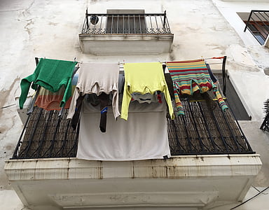 praonica rublja, balkon, Ibiza, oprati, je suha, mediteranska, kuća