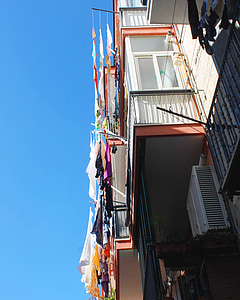 Neapel, Street, Italien, kläder, hängare, byggnad, arkitektur