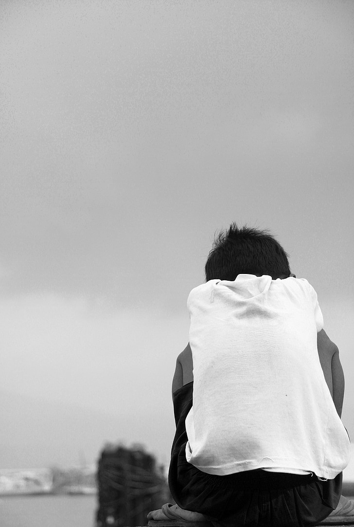 boy, sky, people, young, childhood, outdoor, silhouette
