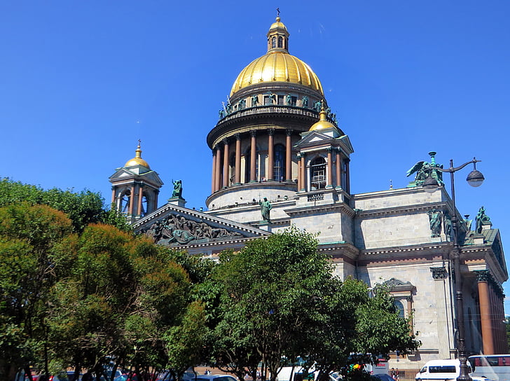 Rusija, Sankt-Peterburge, katedra, St Izaokas, kupolas, stulpeliai