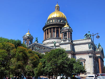 russia, st-petersburg, cathedral, st isaac, dome, columns