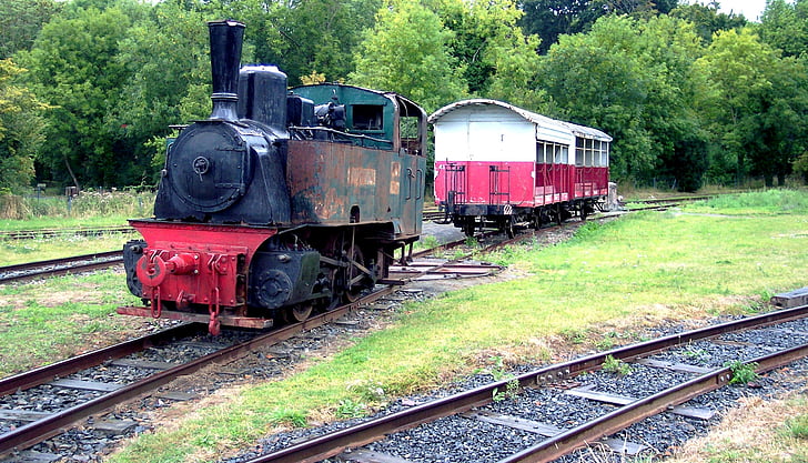 Lokomotive, Waggon, Schienen, alt