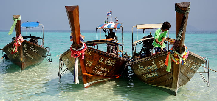 Boot, Krabi, Phuket, Meer, Strand, Thailand, Insel